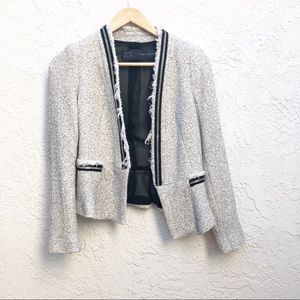 Zara Basic Blazer Frayed Metallic Detail